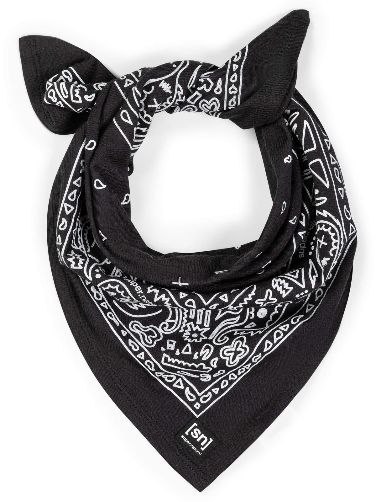Pattern Bandana merinovillainen huivi, väri Jet Black/Fresh White – tuotekuva edestä