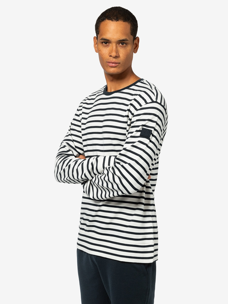 MIESTEN SOLUTION STRIPE BIO CREW MERINOPAITA