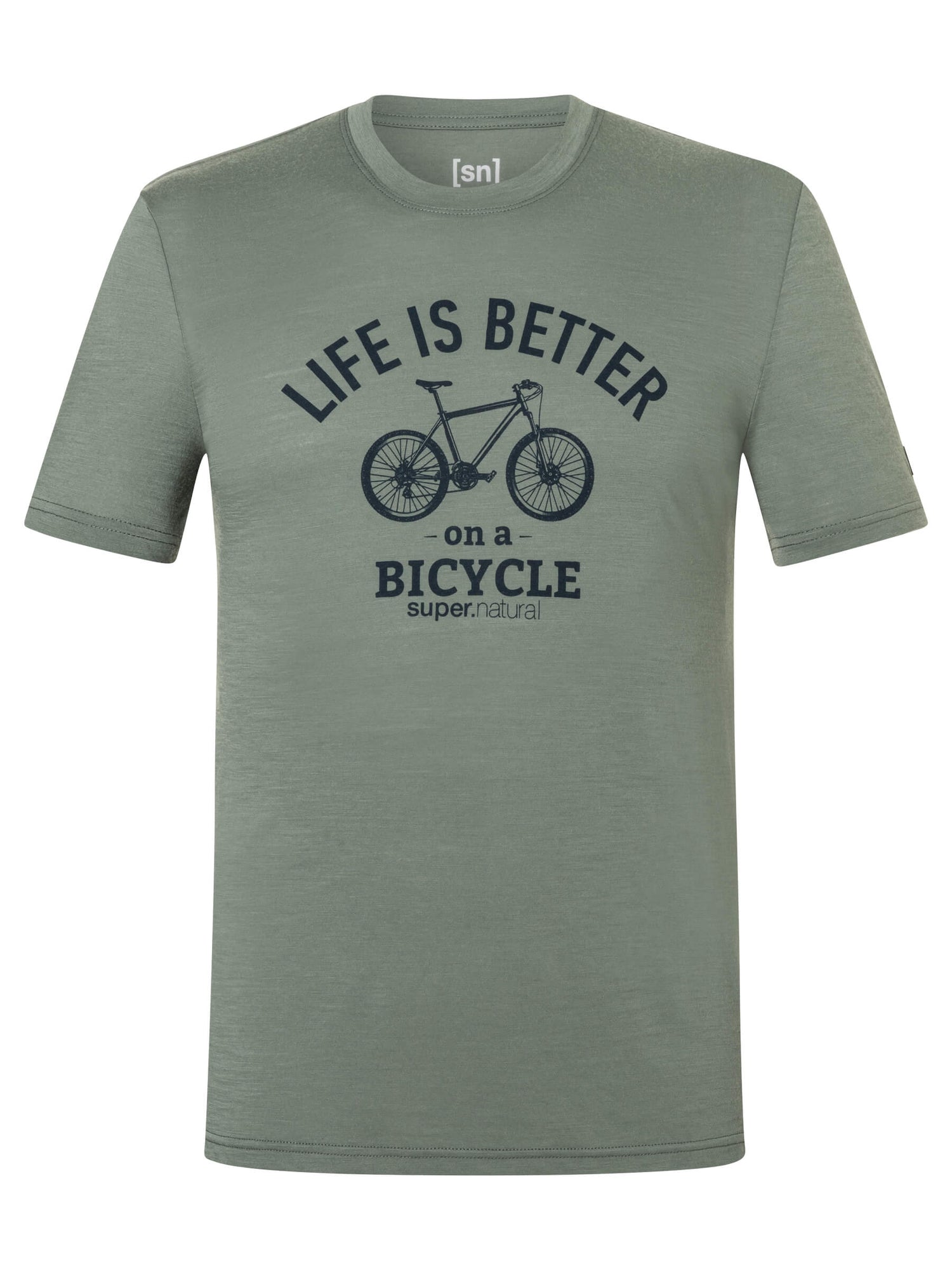 Miesten Better Bike Tee merino t-paita, väri Eucalyptus/Blueberry – tuotekuva edestä