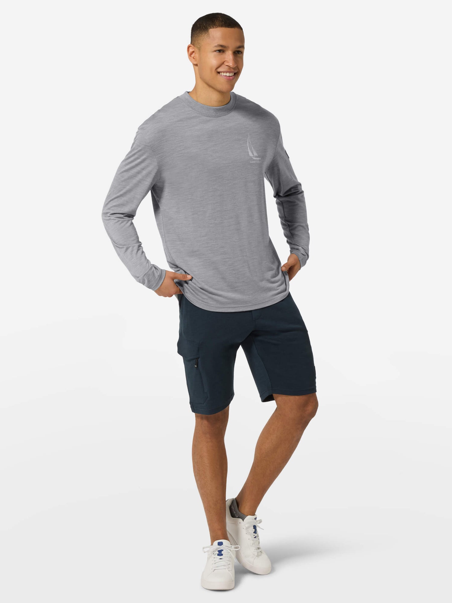 SUPER.NATURAL SAILING BOAT BIO J - MIESTEN PITKÄHIHAINEN PAITA