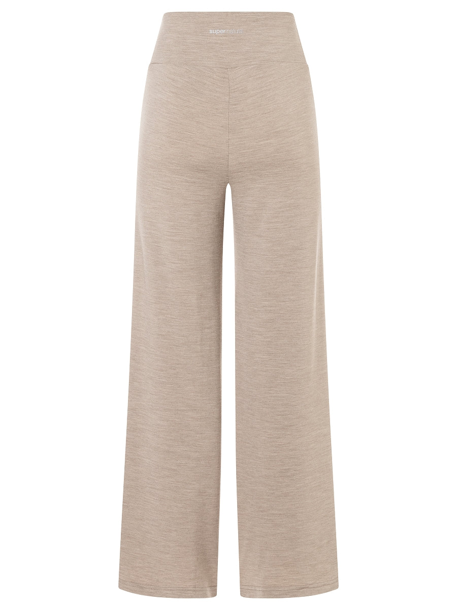 Naisten Comfy Culotte merinohousut, väri Vintage Khaki Melange – tuotekuva takaa