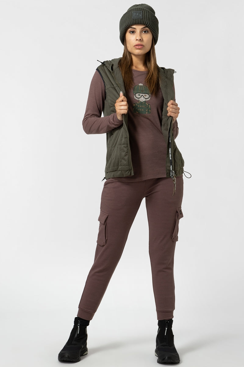 NAISTEN COMFORT HOODED GILET HUPULLINEN LIIVI