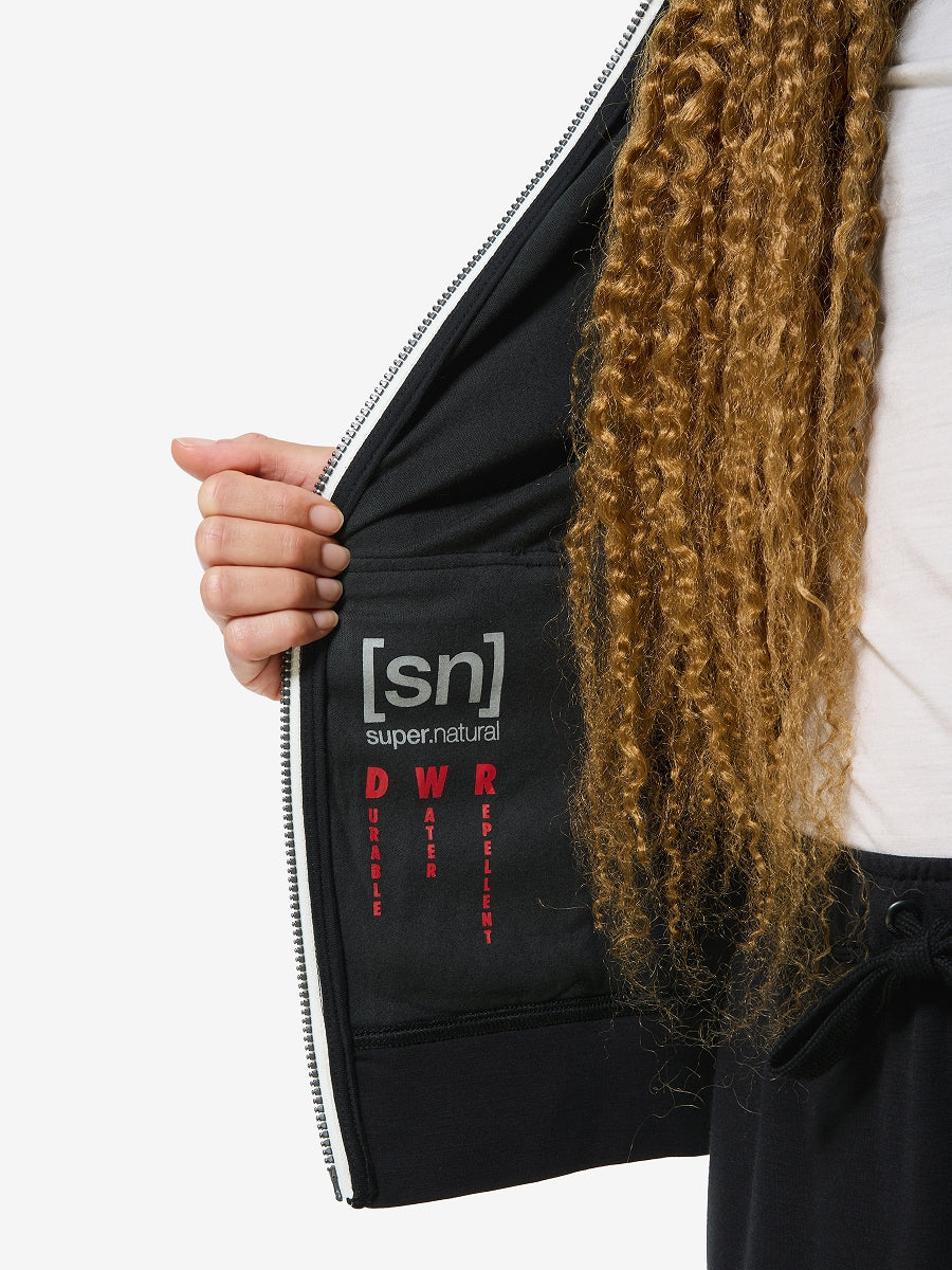 NAISTEN SOLUTION DWR HOODIE VETTÄHYLKIVÄ MERINOHUPPARI