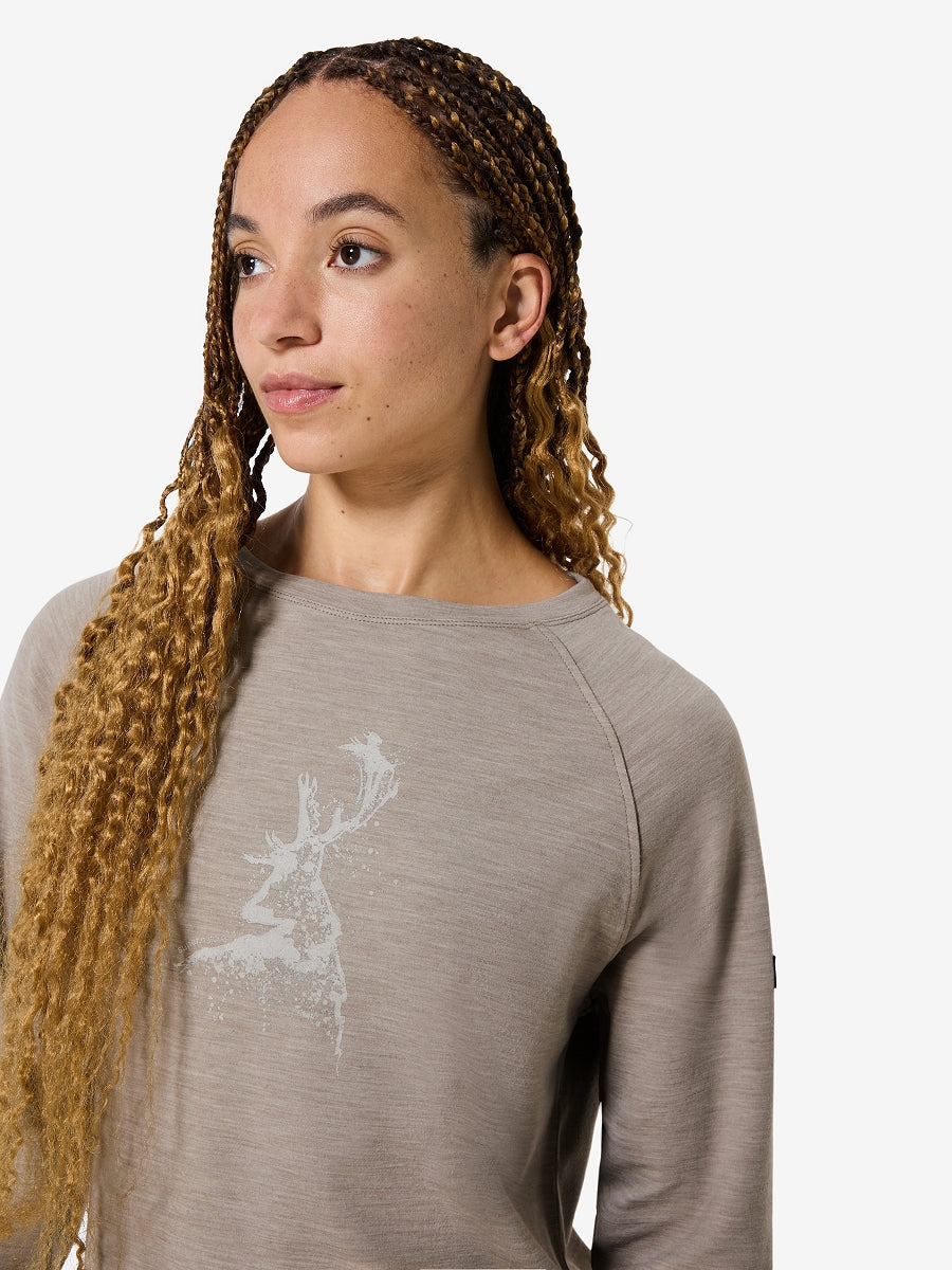 NAISTEN CHARMING DEER BRUSH PITKÄHIHAINEN MERINOPAITA