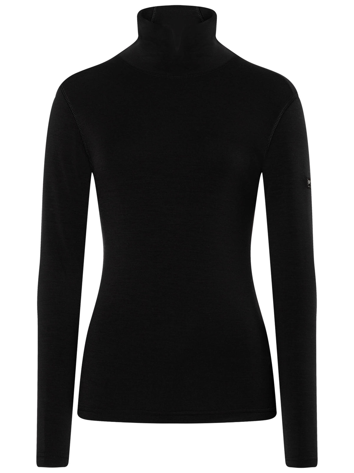 Naisten Split Brush Turtleneck merinopusero, väri Jet Black – tuotekuva edestä