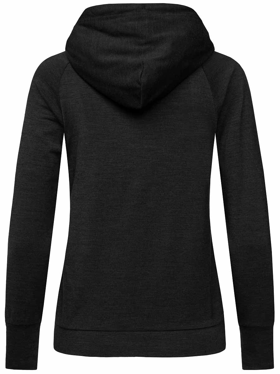 super.natural w essential zip hoodie tuote jet black melange värissä