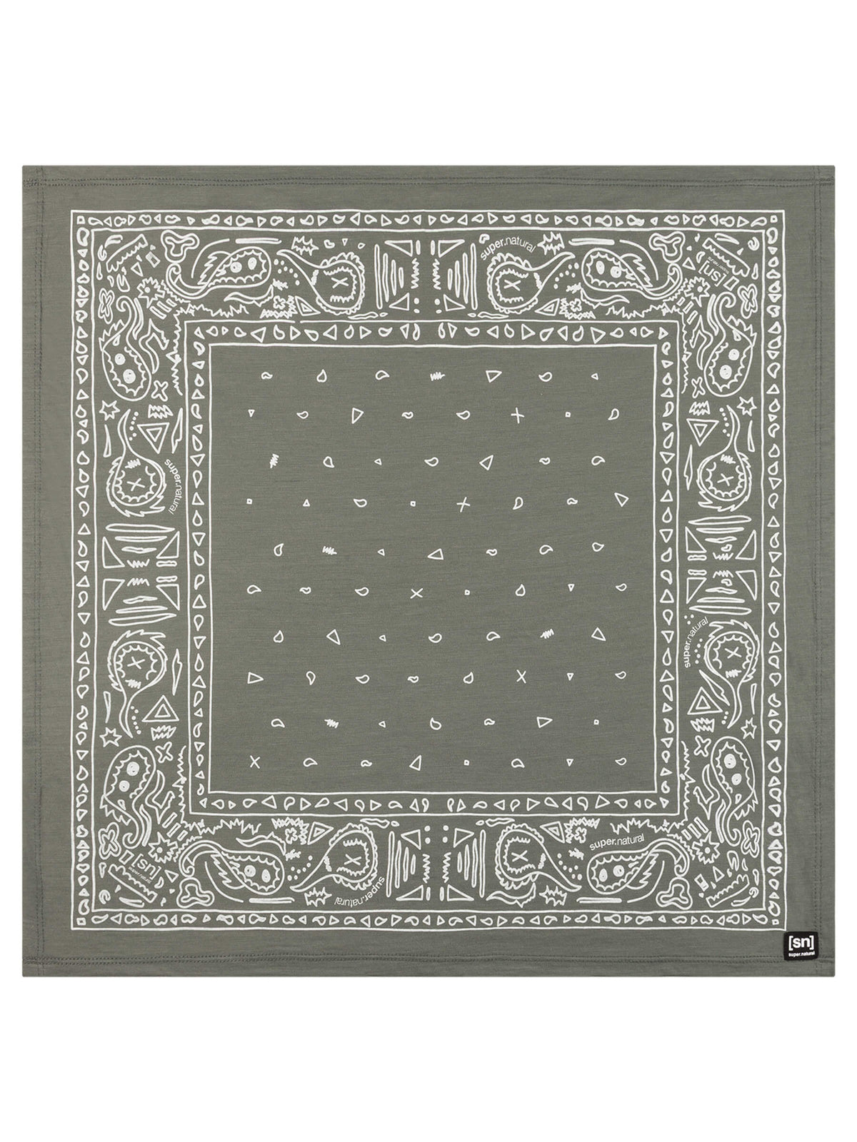Pattern Bandana merinovillainen huivi, väri Eucalyptus/Fresh White – tuotekuva takaa