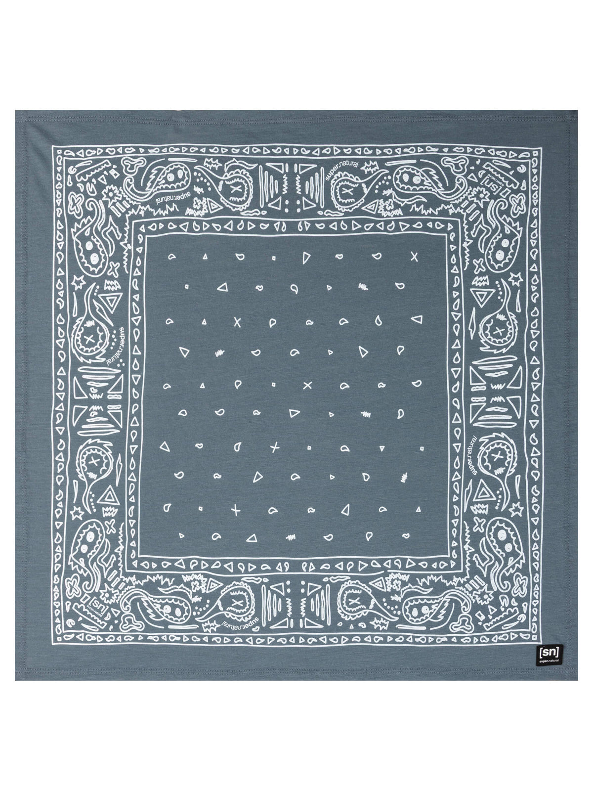 Pattern Bandana merinovillainen huivi, väri Stormy Weather/Fresh White – tuotekuva takaa