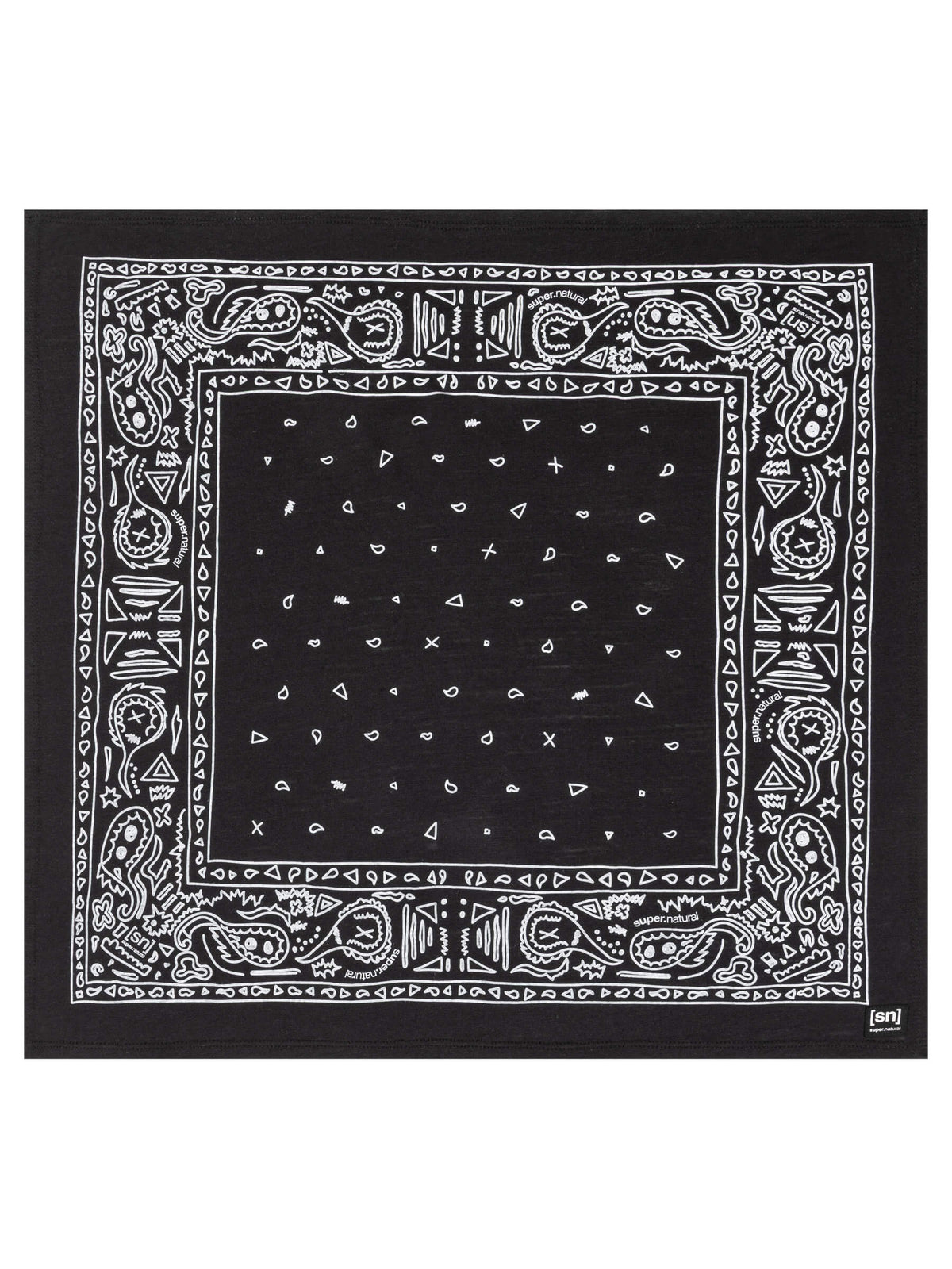 Pattern Bandana merinovillainen huivi, väri Jet Black/Fresh White – tuotekuva takaa
