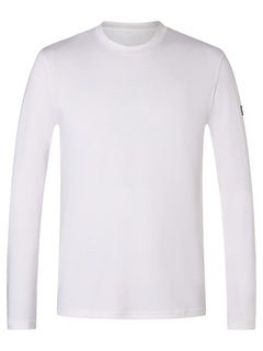 Miesten Casual Bio Cotton LS puuvilla-merinopaita, väri Bright White – tuotekuva edestä