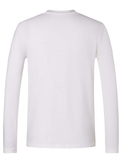 Miesten Casual Bio Cotton LS puuvilla-merinopaita, väri Bright White – tuotekuva takaa