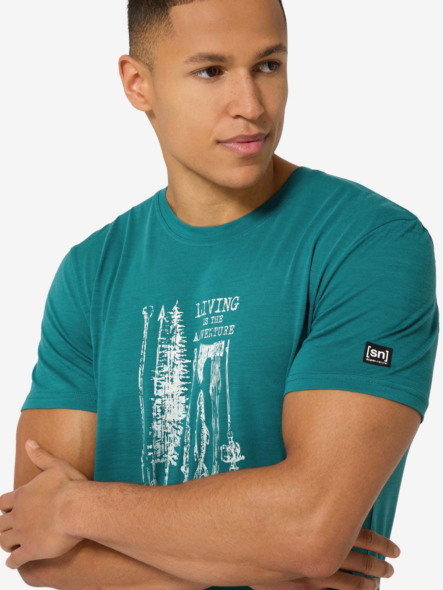 SUPER NATURAL FISHING ADVENTURE TEE - MIESTEN MERINO T-PAITA