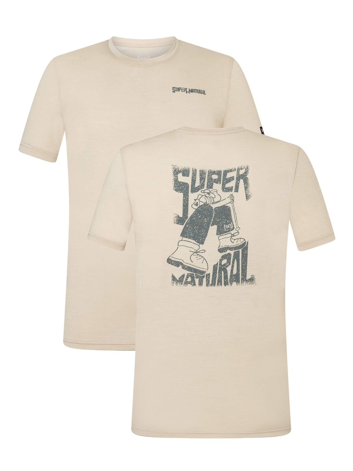 Miesten Peak Lovers Tee merino t-paita, väri White Pepper/Eucalyptus – tuotekuva edestä