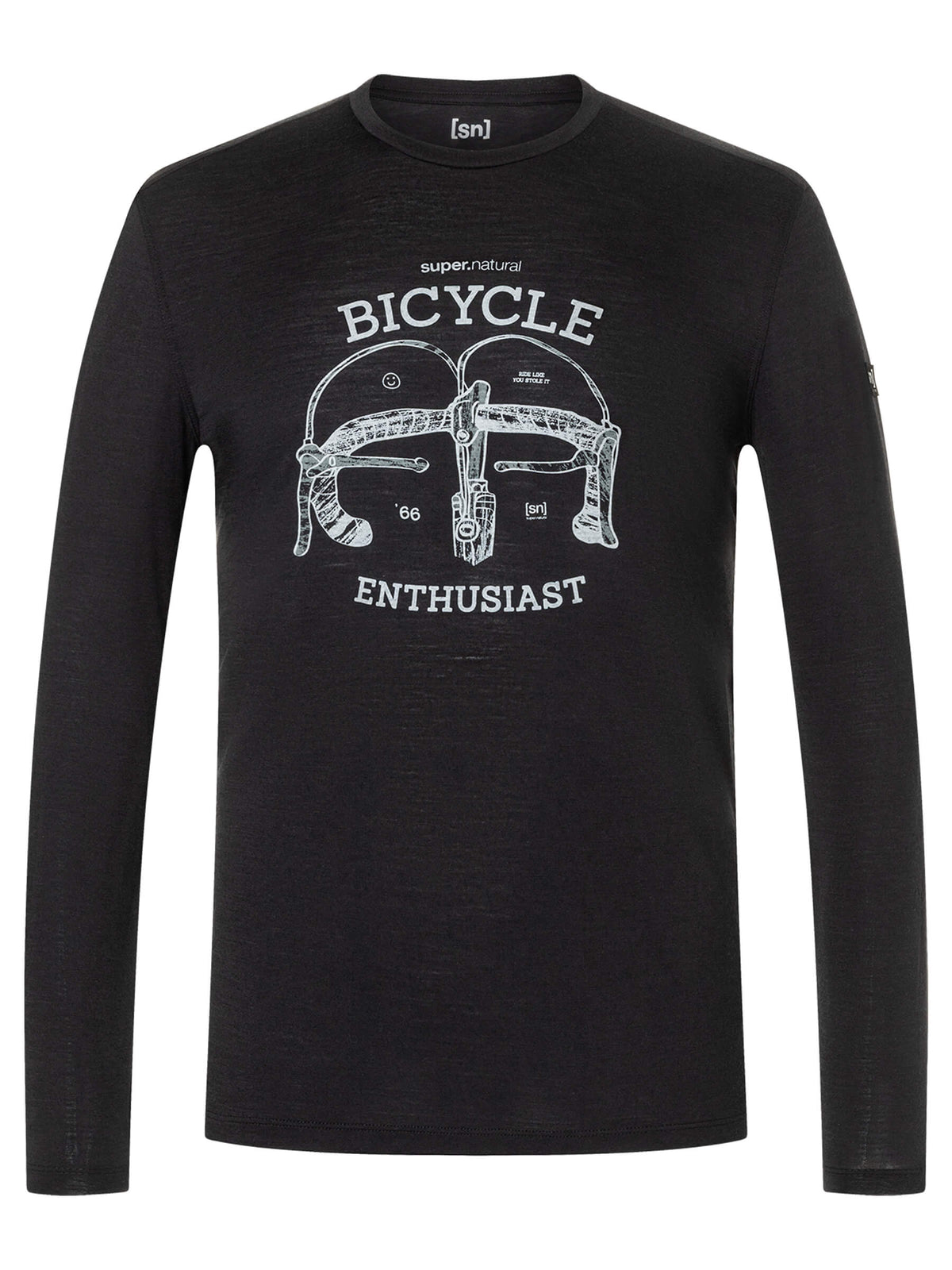 Miesten Bike Enthusiast LS pitkähihainen merinopaita, väri Jet Black/Various – tuotekuva edestä