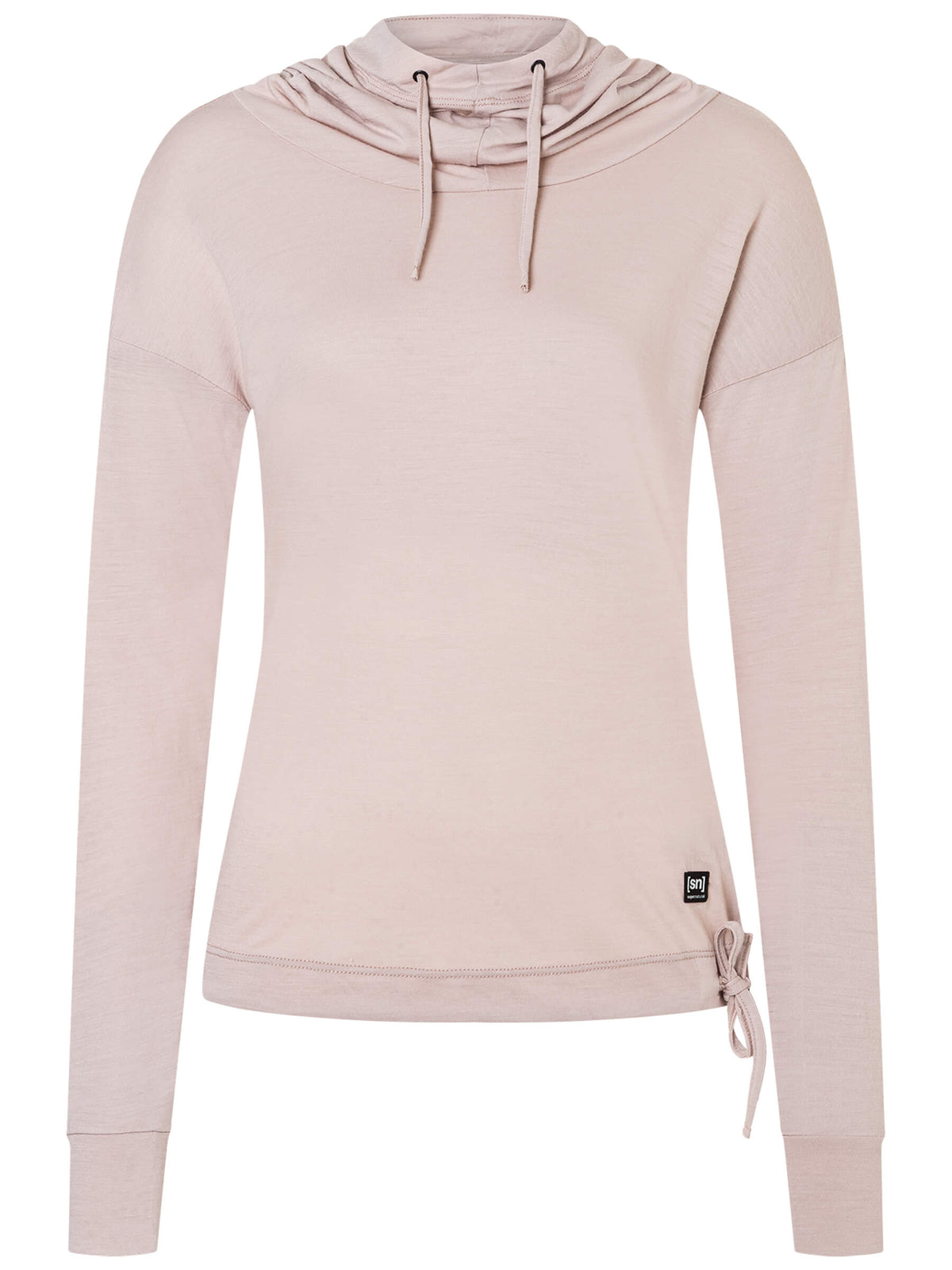 Naisten Funnel Hoodie merinohuppari, väri Dusty Rose – tuotekuva edestä