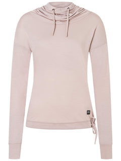 Naisten Funnel Hoodie merinohuppari, väri Dusty Rose – tuotekuva edestä