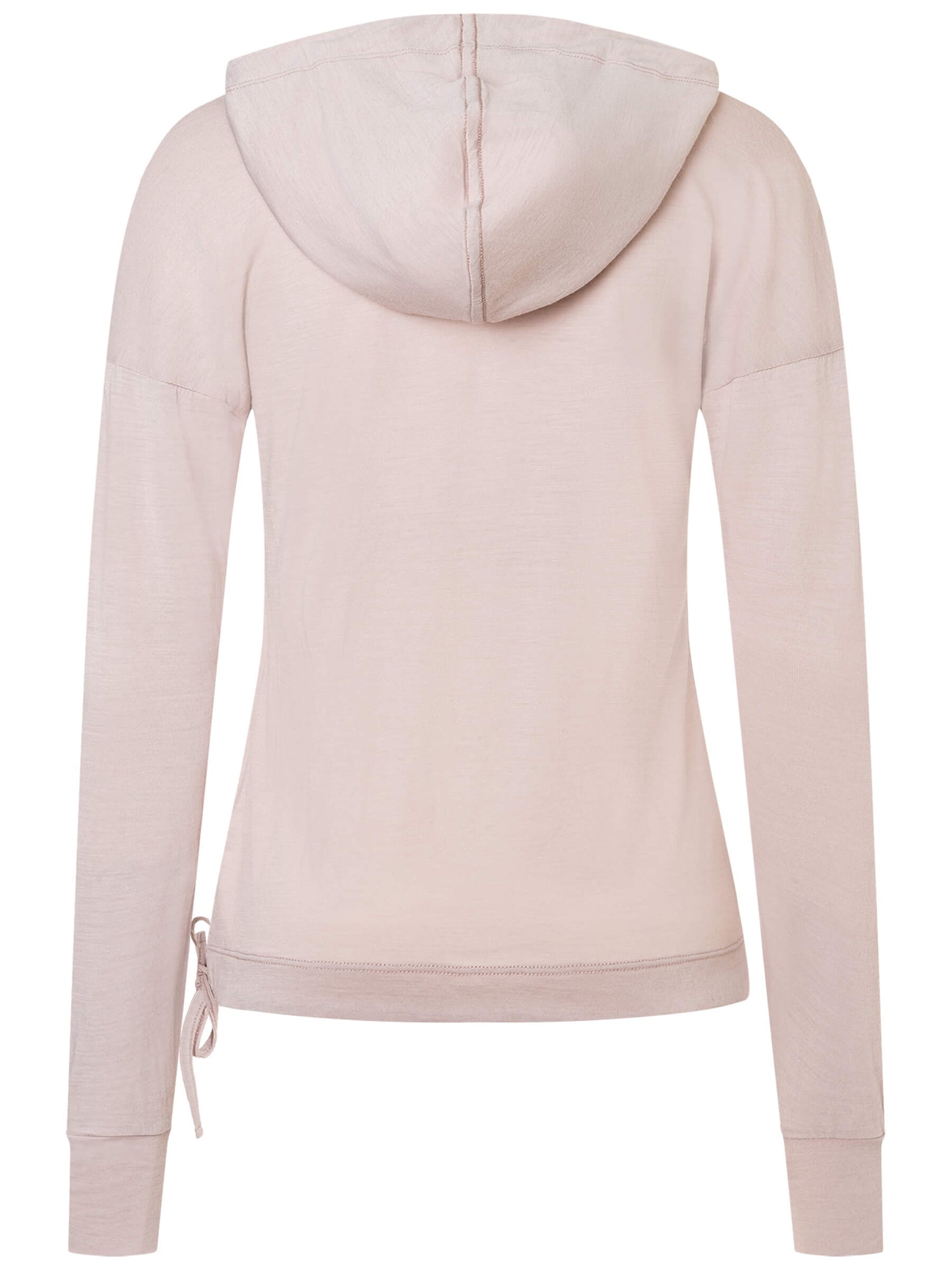 Naisten Funnel Hoodie merinohuppari, väri Dusty Rose – tuotekuva takaa
