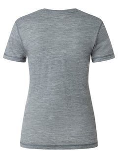 Naisten Sierra140 merino t-paita, väri Cashmere Grey Melange – tuotekuva takaa