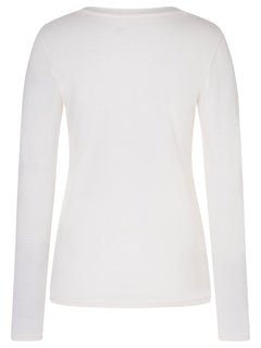 Naisten Casual Bio Cotton LS puuvilla-merinopaita, väri Bright White – tuotekuva takaa