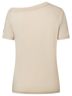 Naisten Drop Shoulder Tee rento merinovillapaita, väri White Pepper – tuotekuva takaa
