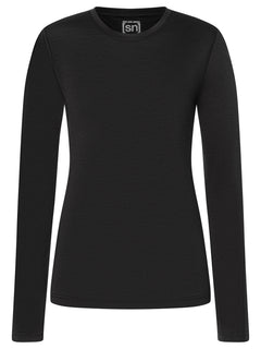 Naisten Air Motion Base LS pitkähihainen merinopaita, väri Jet Black – tuotekuva edestä