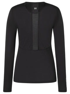 Naisten Air Motion Base LS pitkähihainen merinopaita, väri Jet Black – tuotekuva takaa