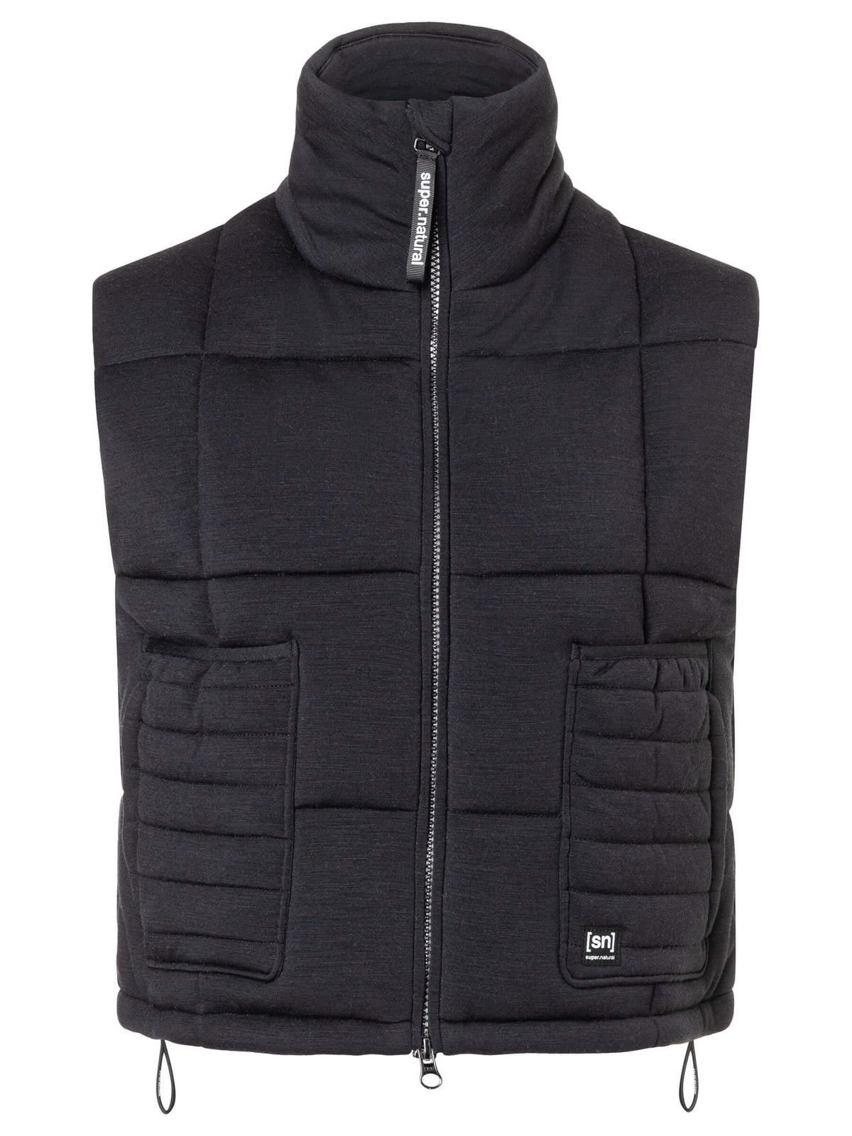 Naisten Puffy DWR Vest merinovillainen toppatakki, väri Jet Black – tuotekuva edestä