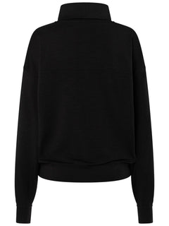 Naisten Rolling Roll Neck merinopusero, väri Jet Black – tuotekuva takaa