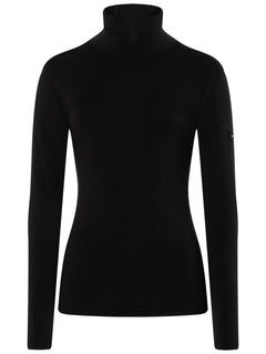 Naisten Split Brush Turtleneck merinopusero, väri Jet Black – tuotekuva edestä