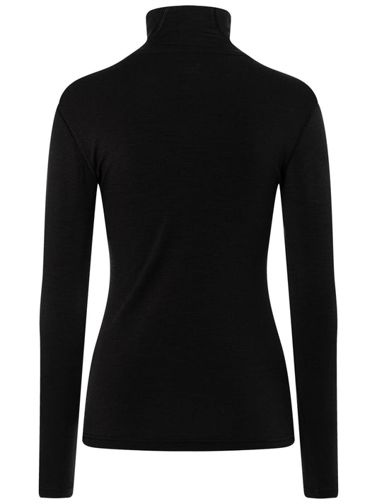 Naisten Split Brush Turtleneck merinopusero, väri Jet Black – tuotekuva takaa
