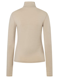 Naisten Split Brush Turtleneck merinopusero, väri White Pepper – tuotekuva takaa