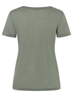 Naisten Tree of Knowledge merino t-paita, väri Eucalyptus – tuotekuva takaa